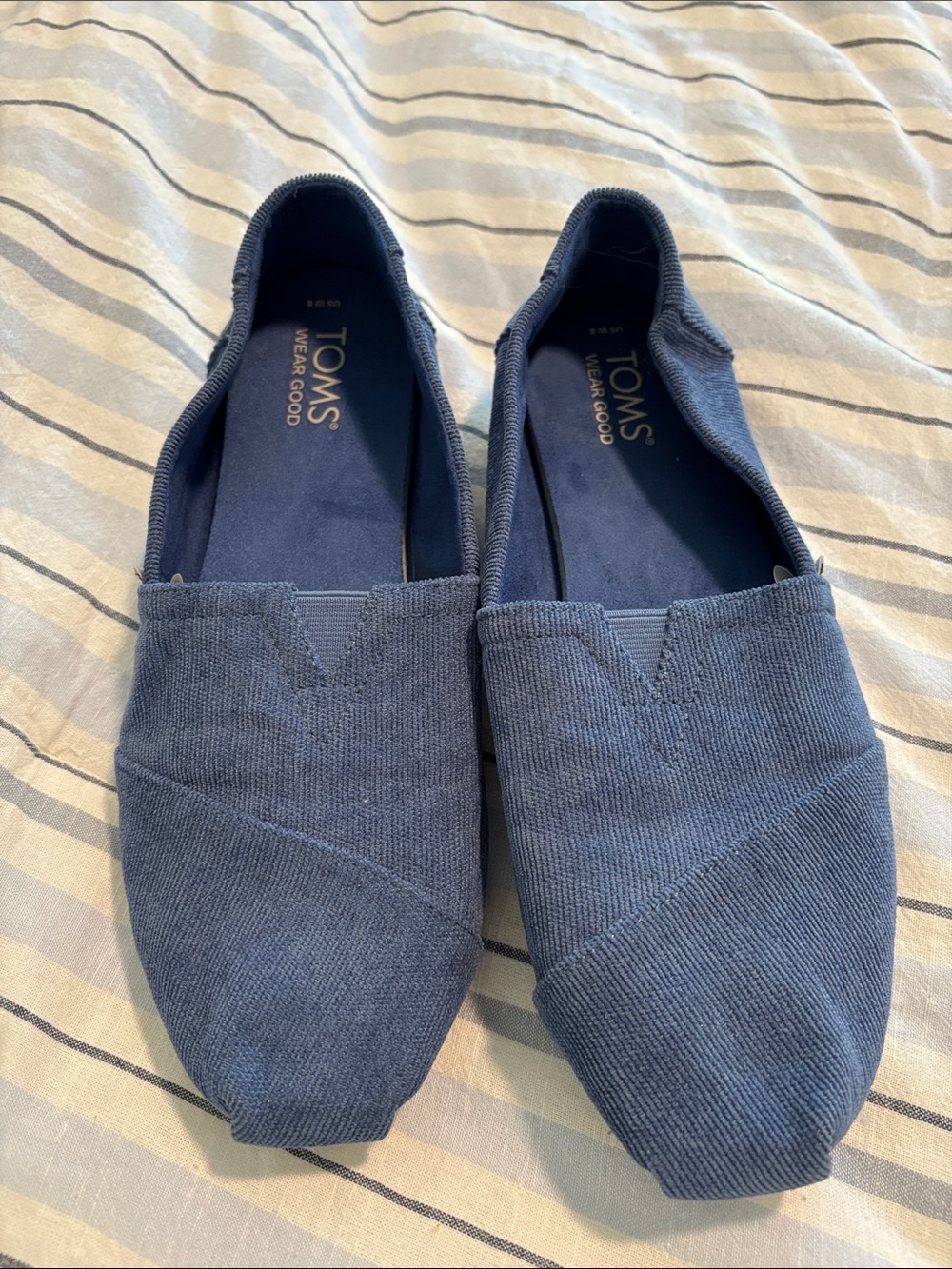 Toms Women's Blue “Tiny” Corduroy Slip-On Loafers
